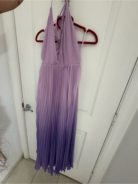 Hello Molly Lilac Ombre Pleated Halter Maxi Dress